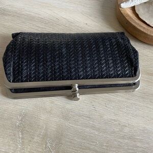 Rare Hobo Lauren clutch wallet in woven black leather